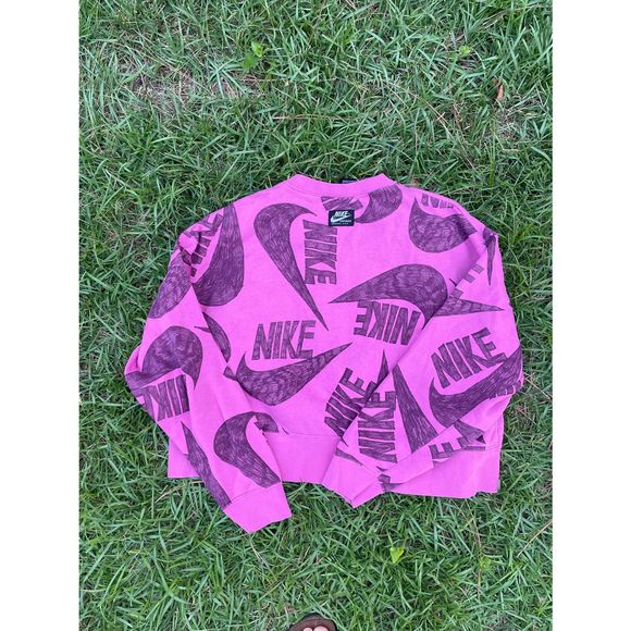 Mint Women's Size 1X Nike Icon Clash Fleece Crop Crew Pullover DB5994-665 Pink - Picture 1 of 8